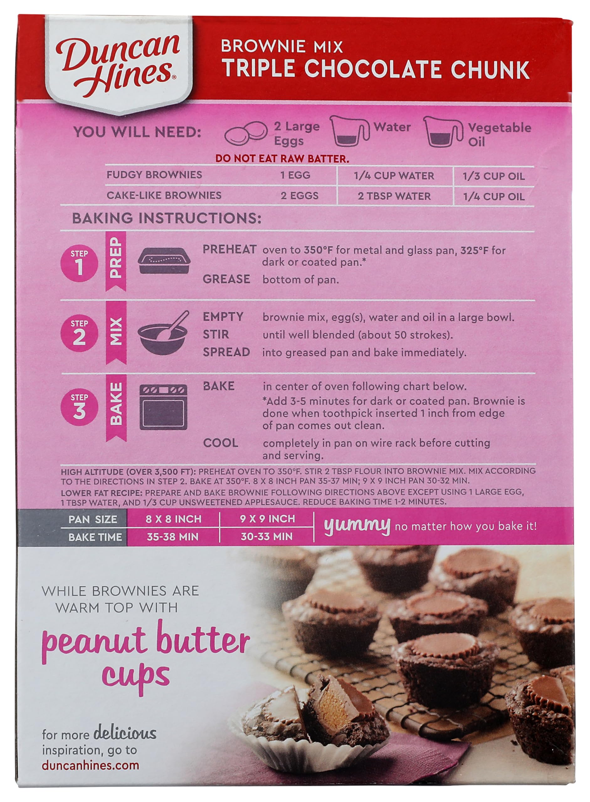 Duncan Hines Brownie Mix, Triple Chocolate Chunk, 18 oz. - Image 3